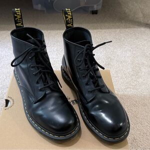 Dr. Martens Black Boots with Yellow Stitching